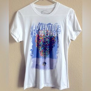 DISNEY UP BALLOONS “ADVENTURE IS OUT THERE” GRAPHIC TEE WHITE SIZE MEDIUM